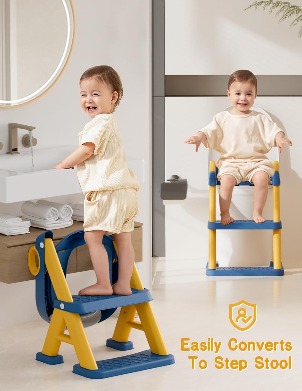 Asiento de Inodoro Infantil con Escalera – ¡Haz del momento del baño algo divertido y fácil!