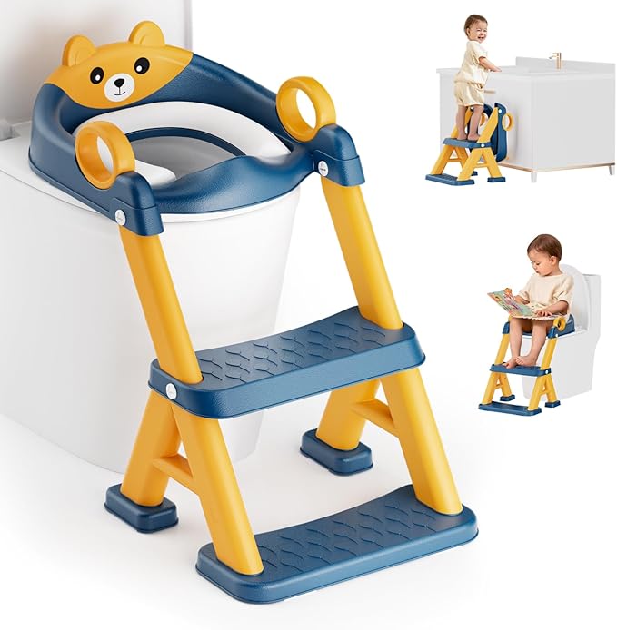 Asiento de Inodoro Infantil con Escalera – ¡Haz del momento del baño algo divertido y fácil!